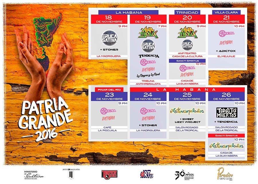 Poster of the participating bands in the 2016 edition of the Patria Grande festival. Photo: courtesy of the author.
