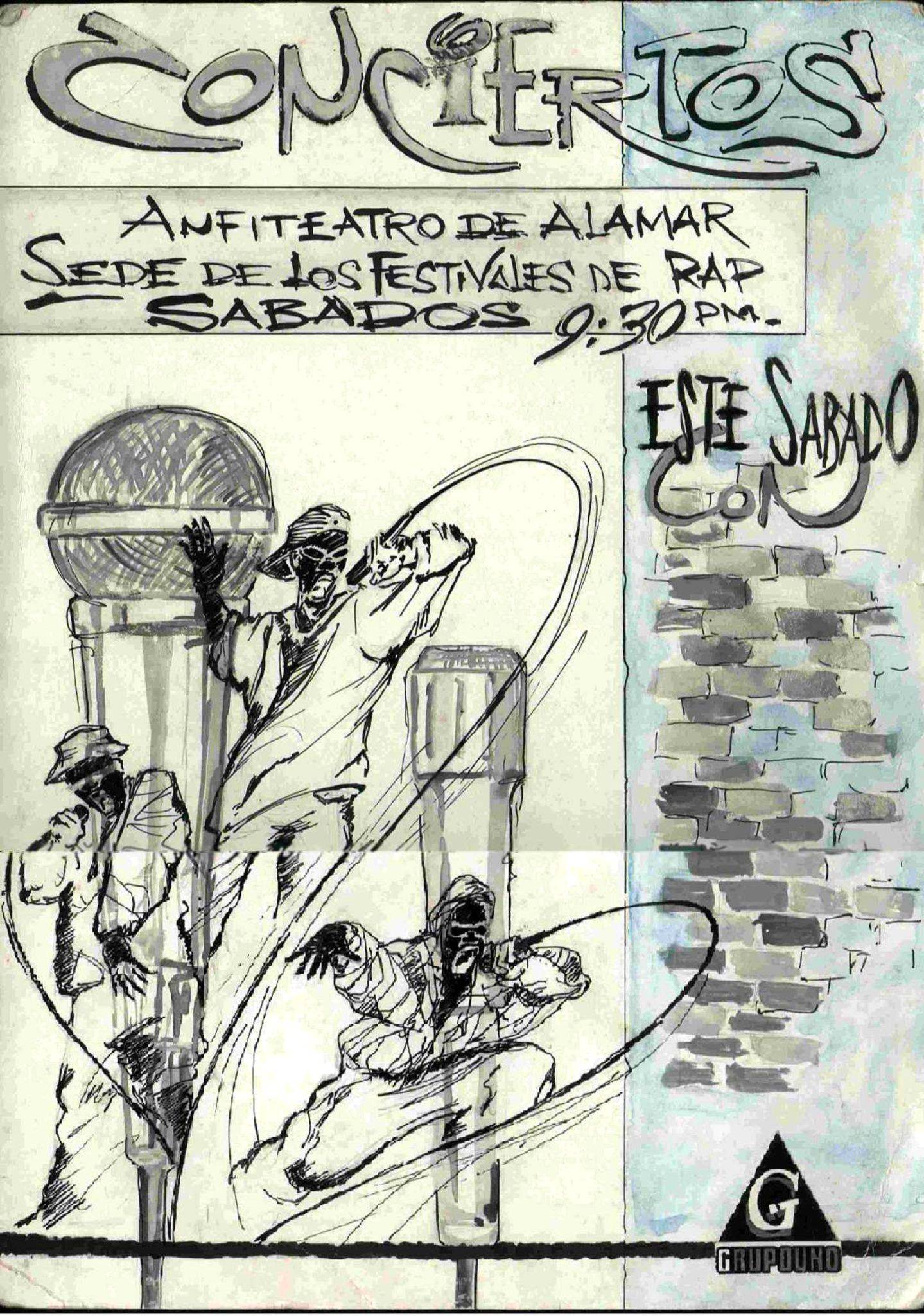 Este cartel de Tagles Heredia para la promoción de un concierto de rap en el Anfiteatro de Alamar forma parte de la exposición. Foto: Cortesía de Alejandro Zamora.