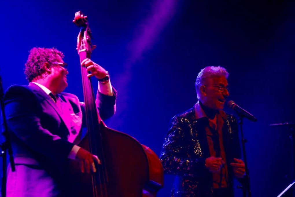 Gastón Joya and Bobby Carcassés in the Covarrubías room of the National Theater of Cuba, at the Jazz Plaza 2019 Festival. Photo: Gabriel Guerra Bianchini.