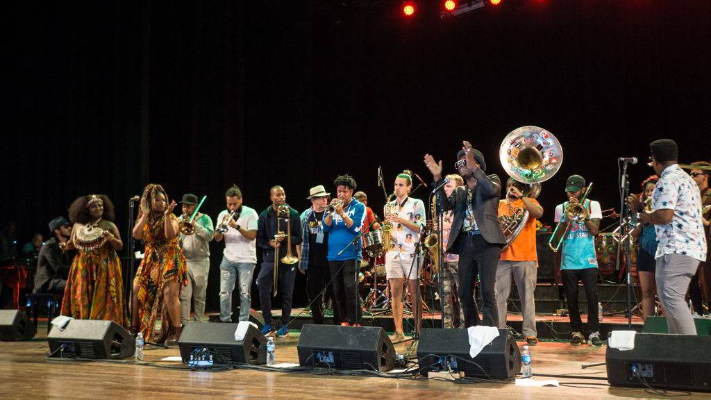 Tank and The Bangas, The Soul Rebels, Trombone Shorty Foundation y Cimafunk como parte del evento Getting Funky in Havana, en el Festival Internacional Jazz Plaza 2020. Foto: Rolo Cabrera / Magazine AMPM.
