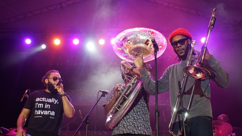 The Soul Rebels in the Salon Rosado of La Tropical, as part of the Getting Funky in Havana event, at the International Jazz Plaza Festival 2020. Photo: Rolo Cabrera / Magazine AM:PM.