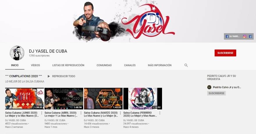 Canal de Youtube de Dj Yasel de Cuba, dedicado a la promoción de la salsa.